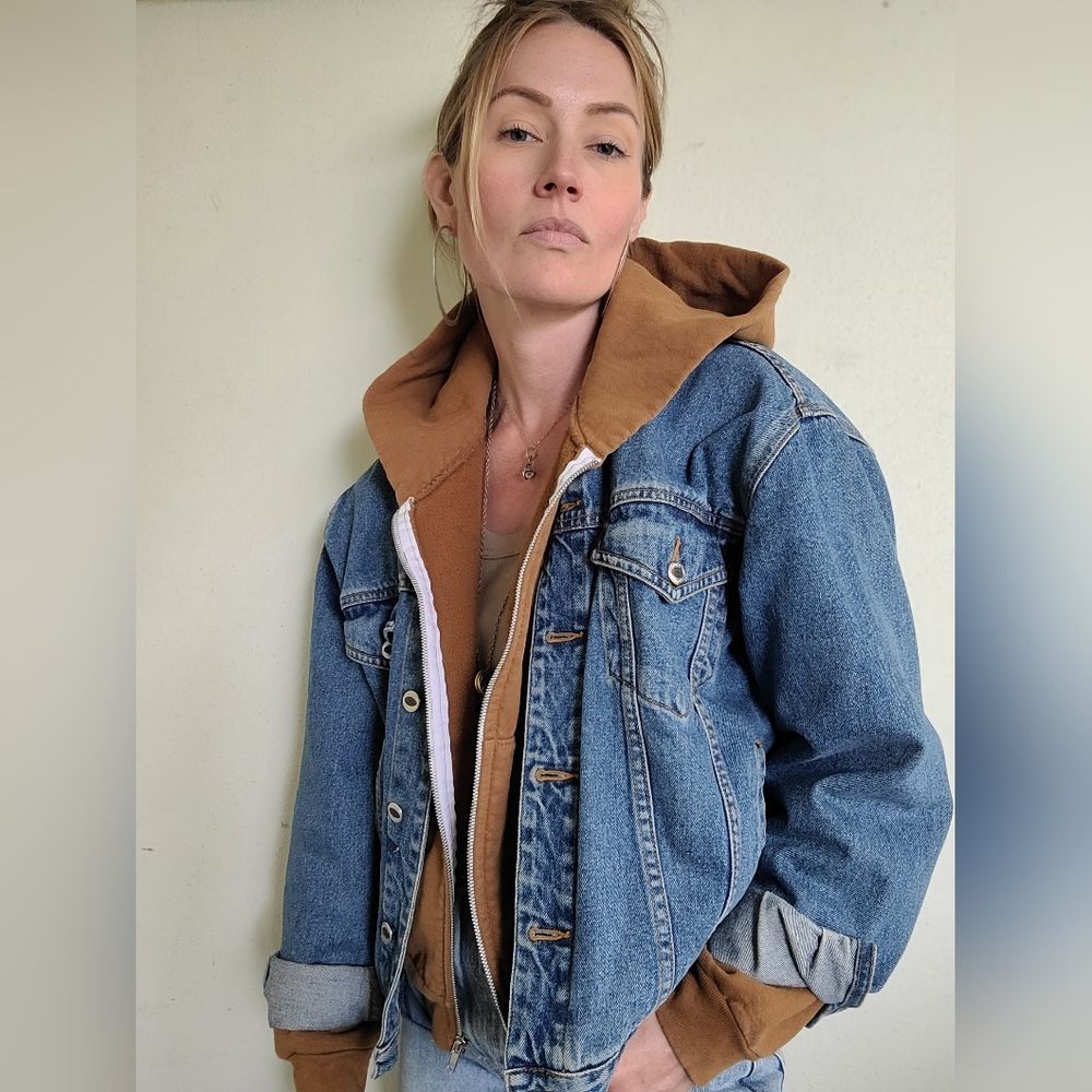 The Rugby Button Vintage 100% Cotton Denim Jacket Mens Medium